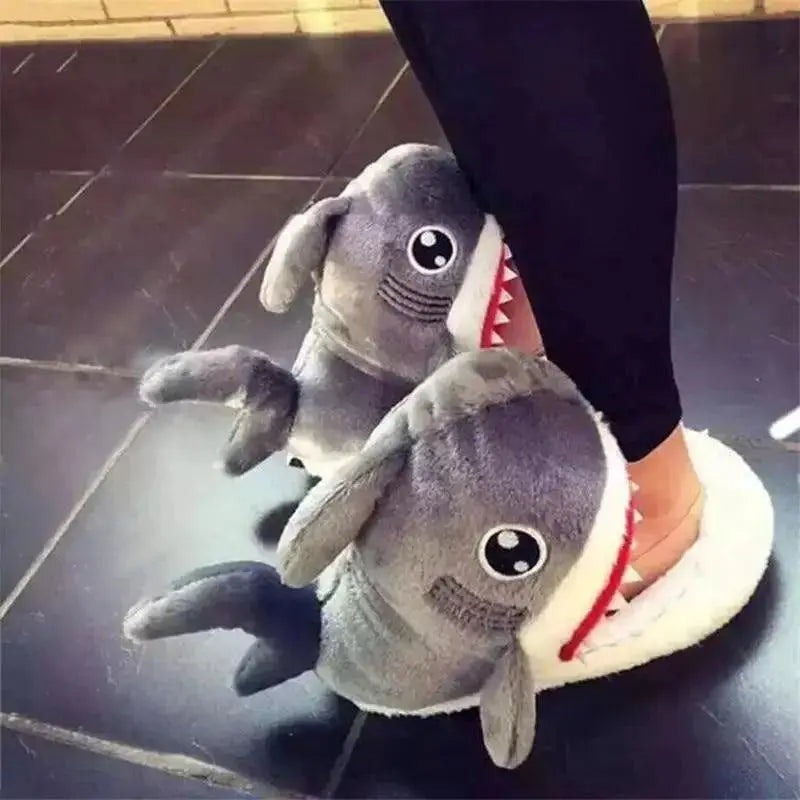 Warm Shark Womens Plush Slippers For Home Comfort