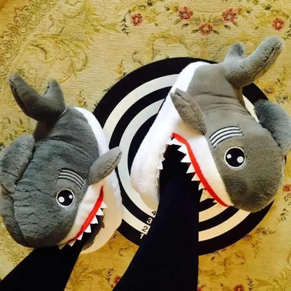 Warm Shark Womens Plush Slippers For Home Comfort
