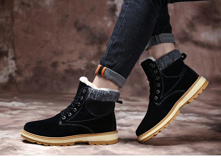 Winter boots black suede fur-lined ankle height tan rugged outsole water-resistant on Tampa Home & Garden Store
