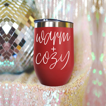 Warm + Cozy 17oz tumbler by Gia Roma in red with stainless steel lid on Tampa Home & Garden Store