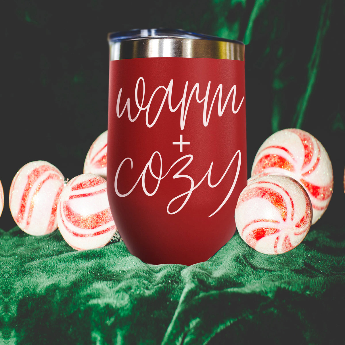 Tumbler Gia Roma Warm + Cozy 17oz red stainless steel with metallic lid on Tampa Home & Garden Store