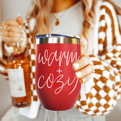 Gia Roma Warm + Cozy 17oz red tumbler with stainless steel rim on Tampa Home & Garden Store
