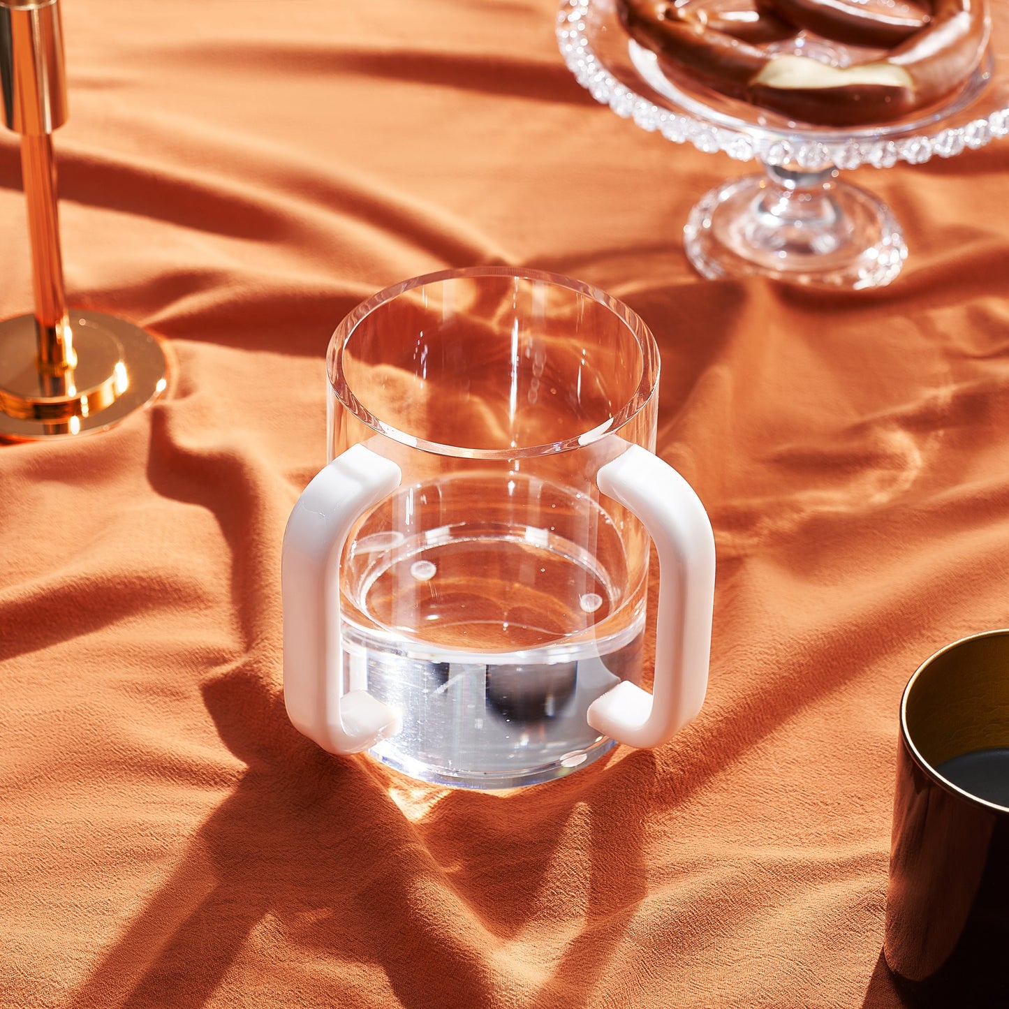 Clear and White Handles on Acrylic Judaica Cup