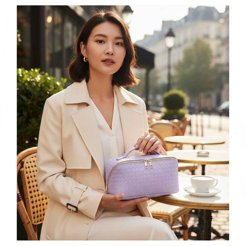 Woven PU Leather Makeup Bag and a Travel Case