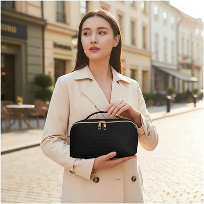 Woven PU Leather Makeup Bag and a Travel Case