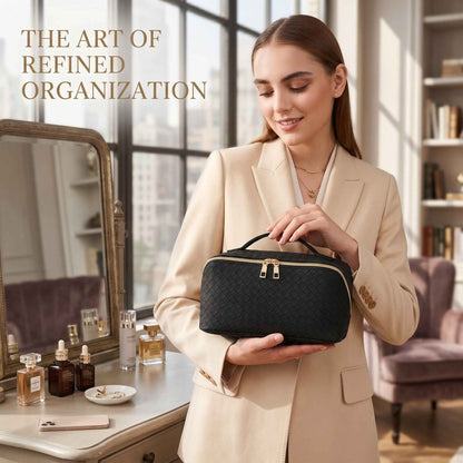 Woven PU Leather Makeup Bag and a Travel Case