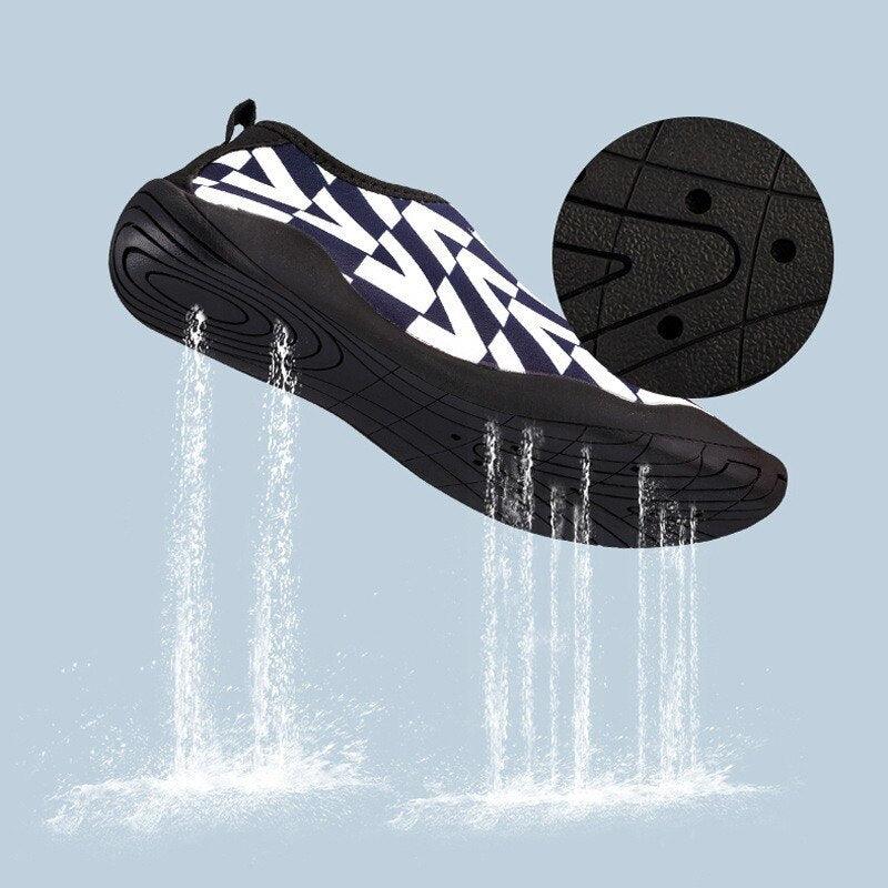 Stevvex water shoes aqua sneakers with purple geometric upper black quick-dry sole for beach on Tampa Home & Garden Store