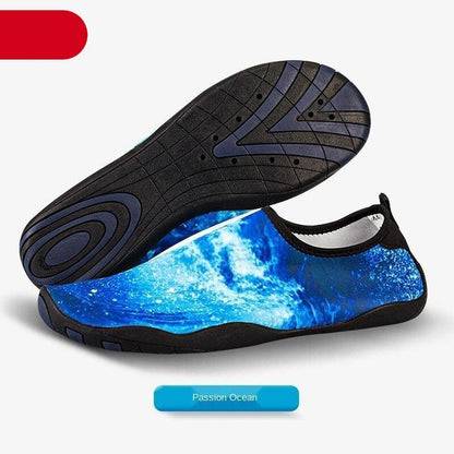 Stevvex water shoes blue ocean print barefoot sneakers for beach and swimming quick-drying on Tampa Home & Garden Store