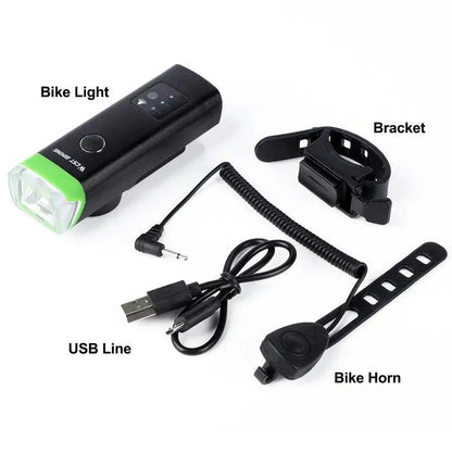 Waterproof Front Bike Light With Rechargeable Horn
