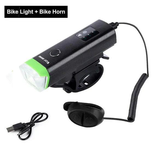Bicycle front light with horn Stevvex USB rechargeable LED headlamp on Tampa Home & Garden Store