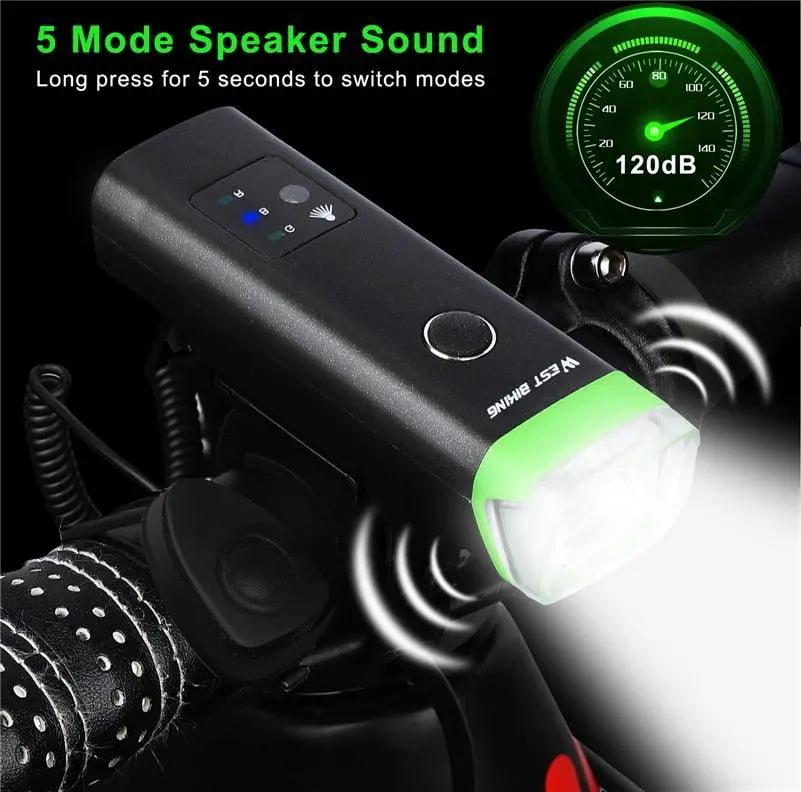 Waterproof Front Bike Light With Rechargeable Horn