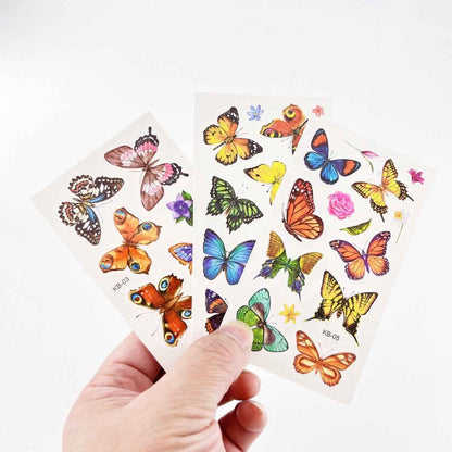 Waterproof butterfly tattoos on 3 sheets; colorful butterfly designs by Shaketea on Tampa Home & Garden Store