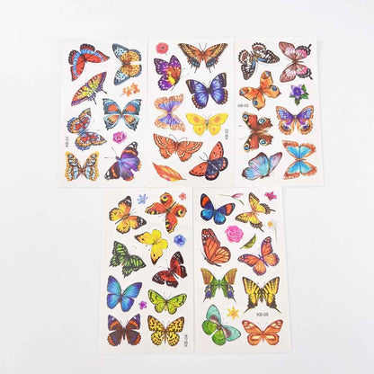 Waterproof butterfly tattoos by Shaketea on five sheets with colorful butterfly designs on Tampa Home & Garden Store