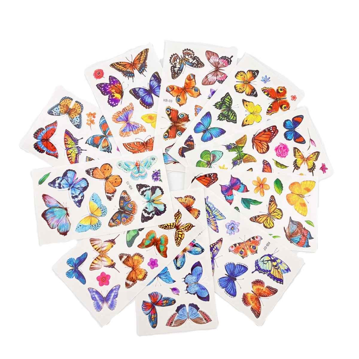 Waterproof Butterfly Tattoos - 10 sheets by Shaketea with assorted colorful butterfly designs on Tampa Home & Garden Store
