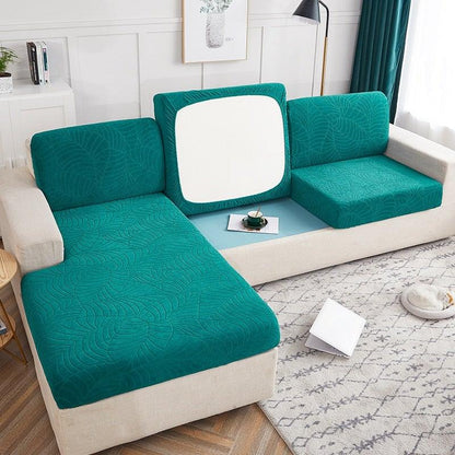 Waterproof sofa seat cover set teal leaf-pattern for living room by Stevvex on Tampa Home & Garden Store