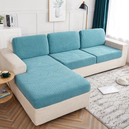 Waterproof sofa cushion covers teal leaf-pattern 4-piece set for living room, reversible on Tampa Home & Garden Store