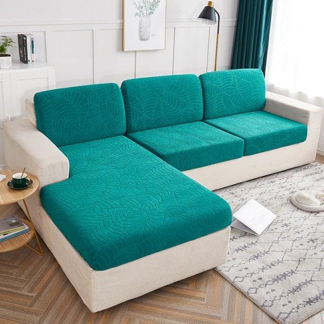 Stevvex teal waterproof seat cushion covers for L-shaped sofa four cushions reversible on Tampa Home & Garden Store