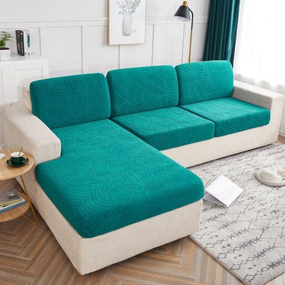 Stevvex teal waterproof seat cushion covers for L-shaped sofa four cushions reversible on Tampa Home & Garden Store