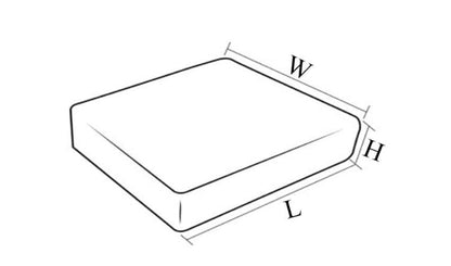 Waterproof sofa seat cushion cover diagram with labeled length L, width W, height H on Tampa Home & Garden Store