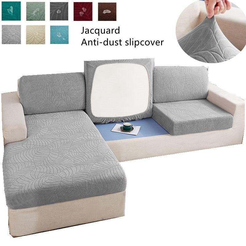 Stevvex jacquard anti-dust slipcover for sectional sofa grey, water-resistant couch cover on Tampa Home & Garden Store