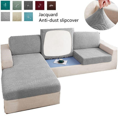 Stevvex jacquard anti-dust slipcover for sectional sofa grey, water-resistant couch cover on Tampa Home & Garden Store