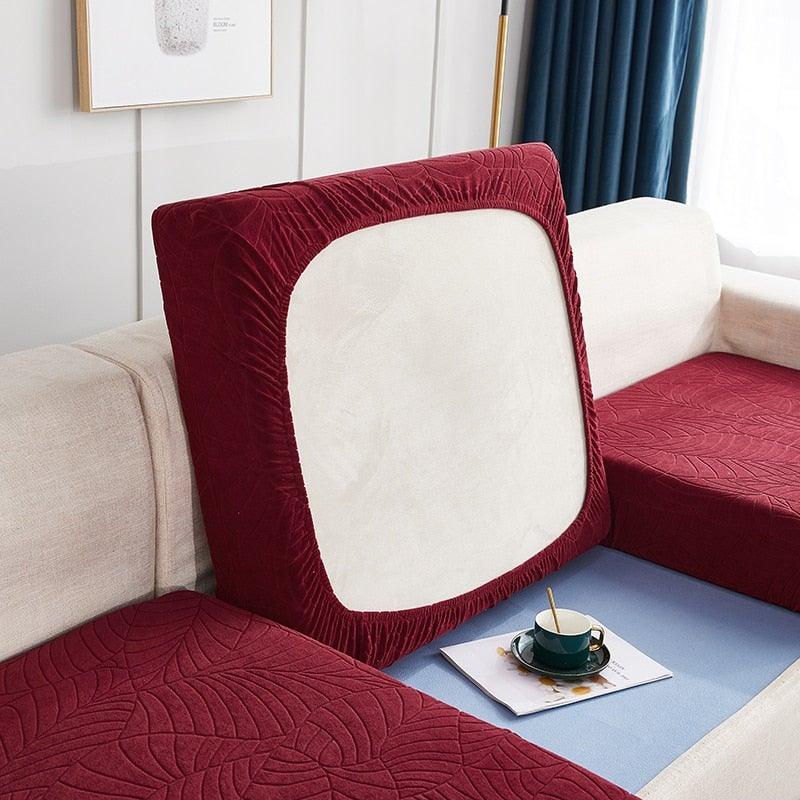 Stevvex red waterproof seat cushion cover with white center panel, reversible sofa protector on Tampa Home & Garden Store