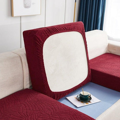 Stevvex red waterproof seat cushion cover with white center panel, reversible sofa protector on Tampa Home & Garden Store