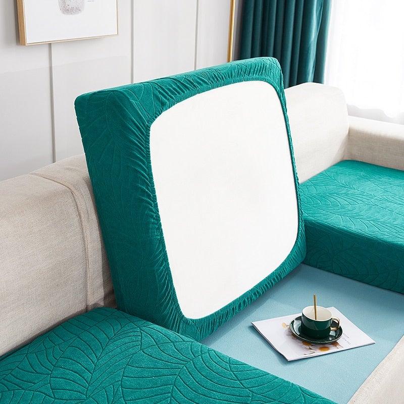Stevvex waterproof cushion cover with anti-dust wrap teal leaf-pattern reversible protector on Tampa Home & Garden Store