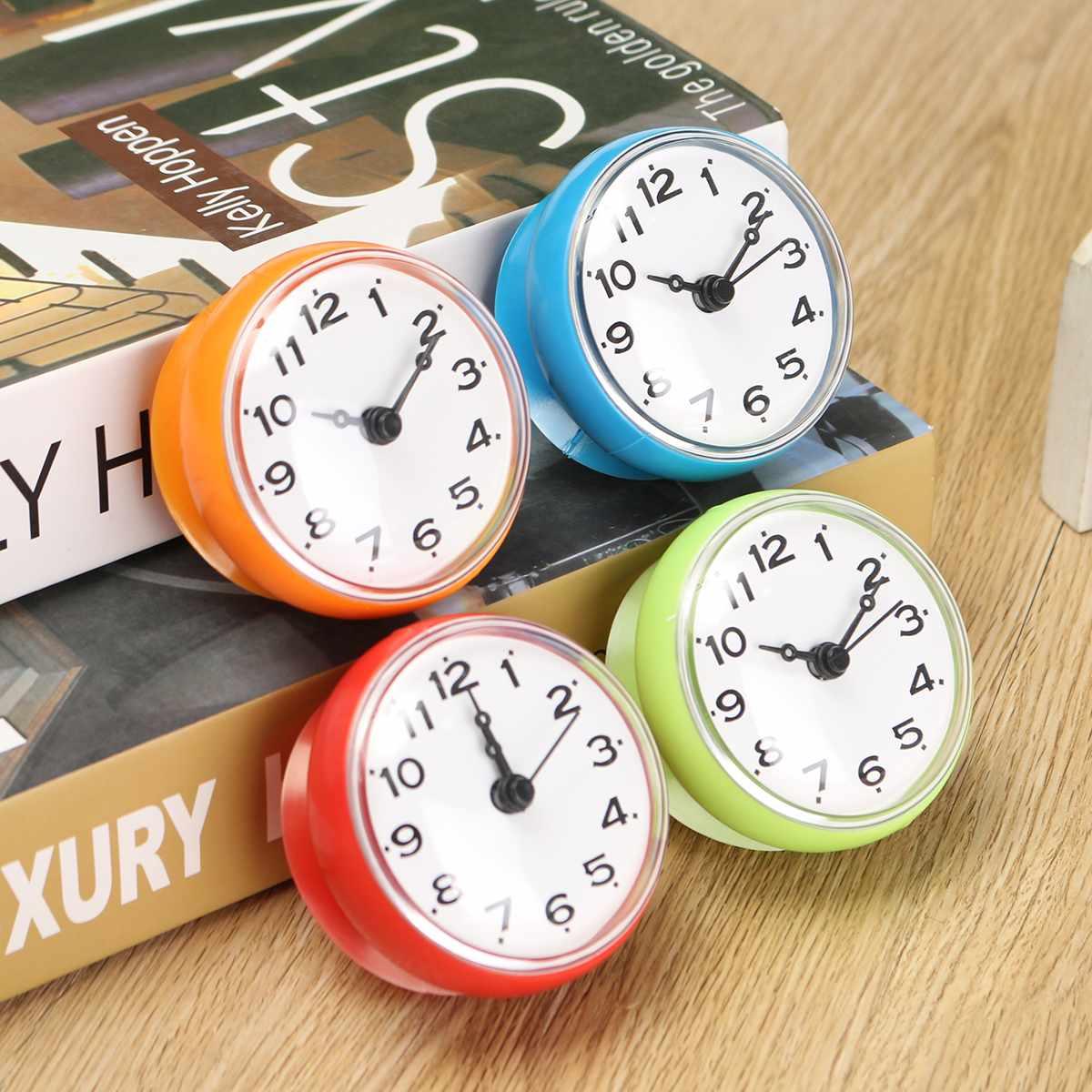 Stevvex mini waterproof suction clock set in orange blue red lime green for desk and wall on Tampa Home & Garden Store