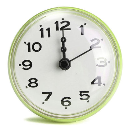 Stevvex waterproof suction cup wall clock lime green round dial with bold black numerals on Tampa Home & Garden Store