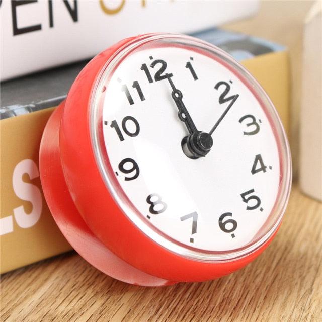 Stevvex red waterproof mini wall clock with white dial and black numerals on Tampa Home & Garden Store