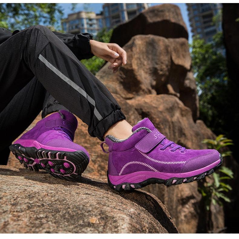 Stevvex purple waterproof winter boots with fur lining, high-top snow boots on Tampa Home & Garden Store