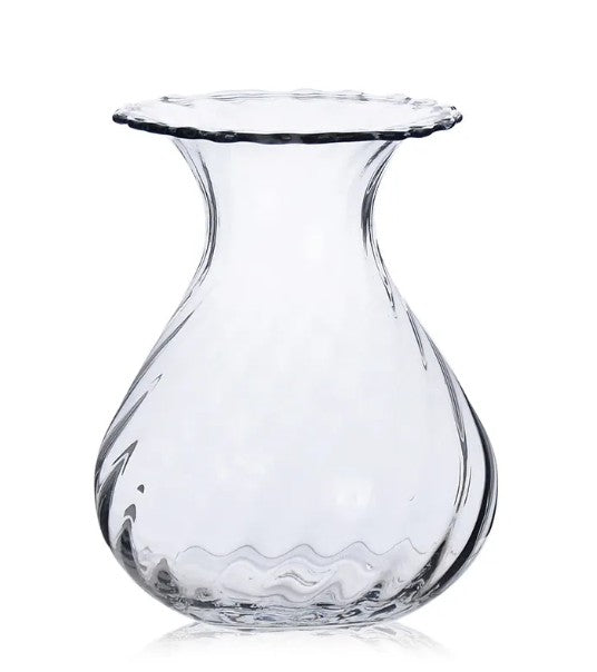 Wavy Glass Vase by Thenestedfig, clear glass with a scalloped rim on Tampa Home & Garden Store