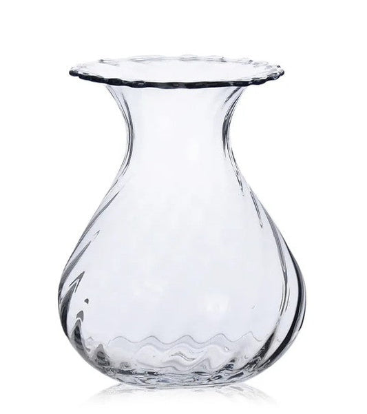 Wavy Glass Vase by Thenestedfig, clear glass with a scalloped rim on Tampa Home & Garden Store