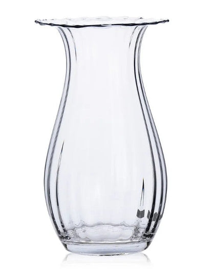 Wavy Glass Vase by Thenestedfig, clear glass with curved silhouette and wavy rim on Tampa Home & Garden Store