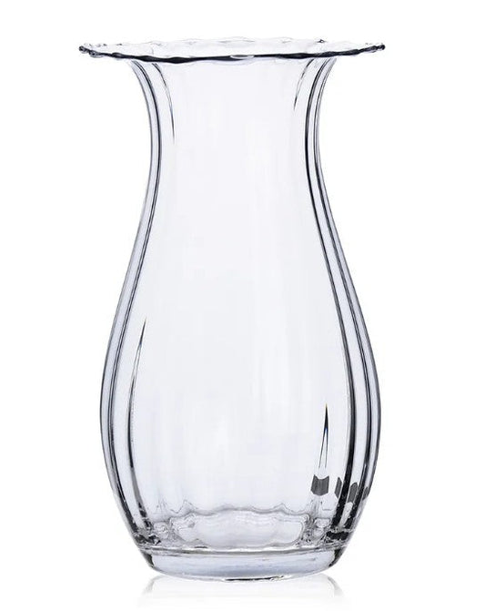 Wavy Glass Vase by Thenestedfig, clear glass with curved silhouette and wavy rim on Tampa Home & Garden Store