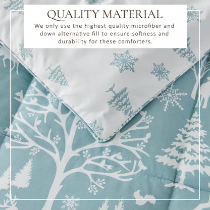 Great Bay Home Odette reversible Christmas comforter and sham set in icy blue with snowflakes on Tampa Home & Garden Store