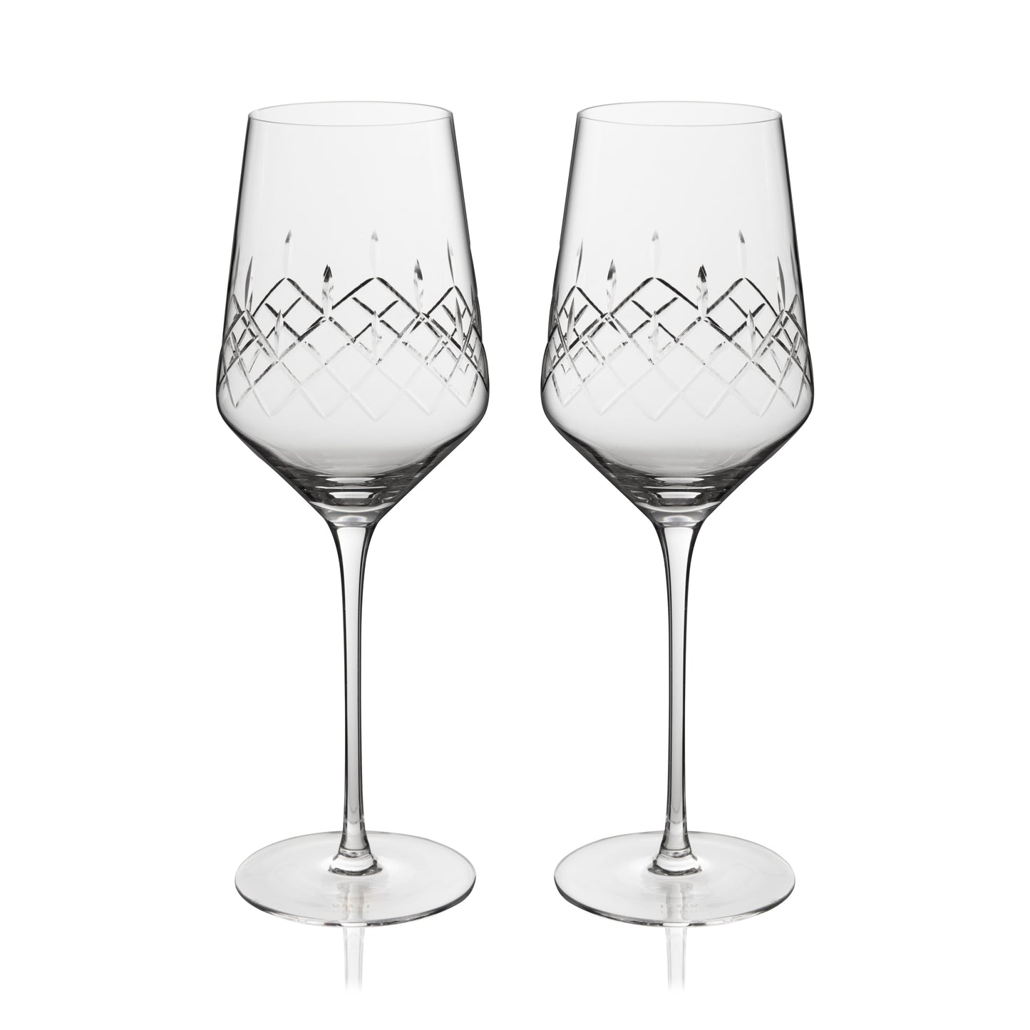 Admiral Etched Crystal Wine Glasses Set of Two