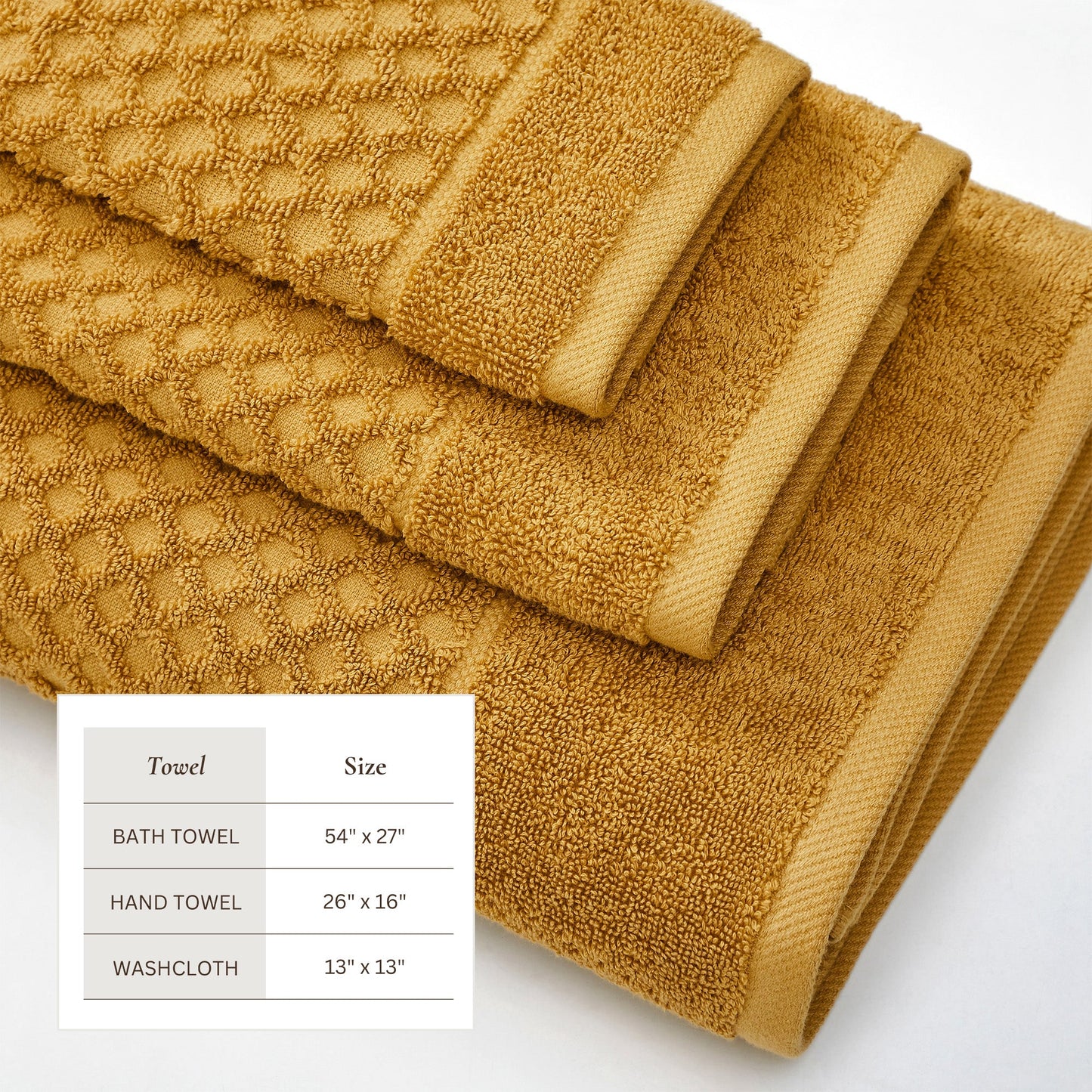 Cotton Diamond Waffle Weave Bath Towel Set