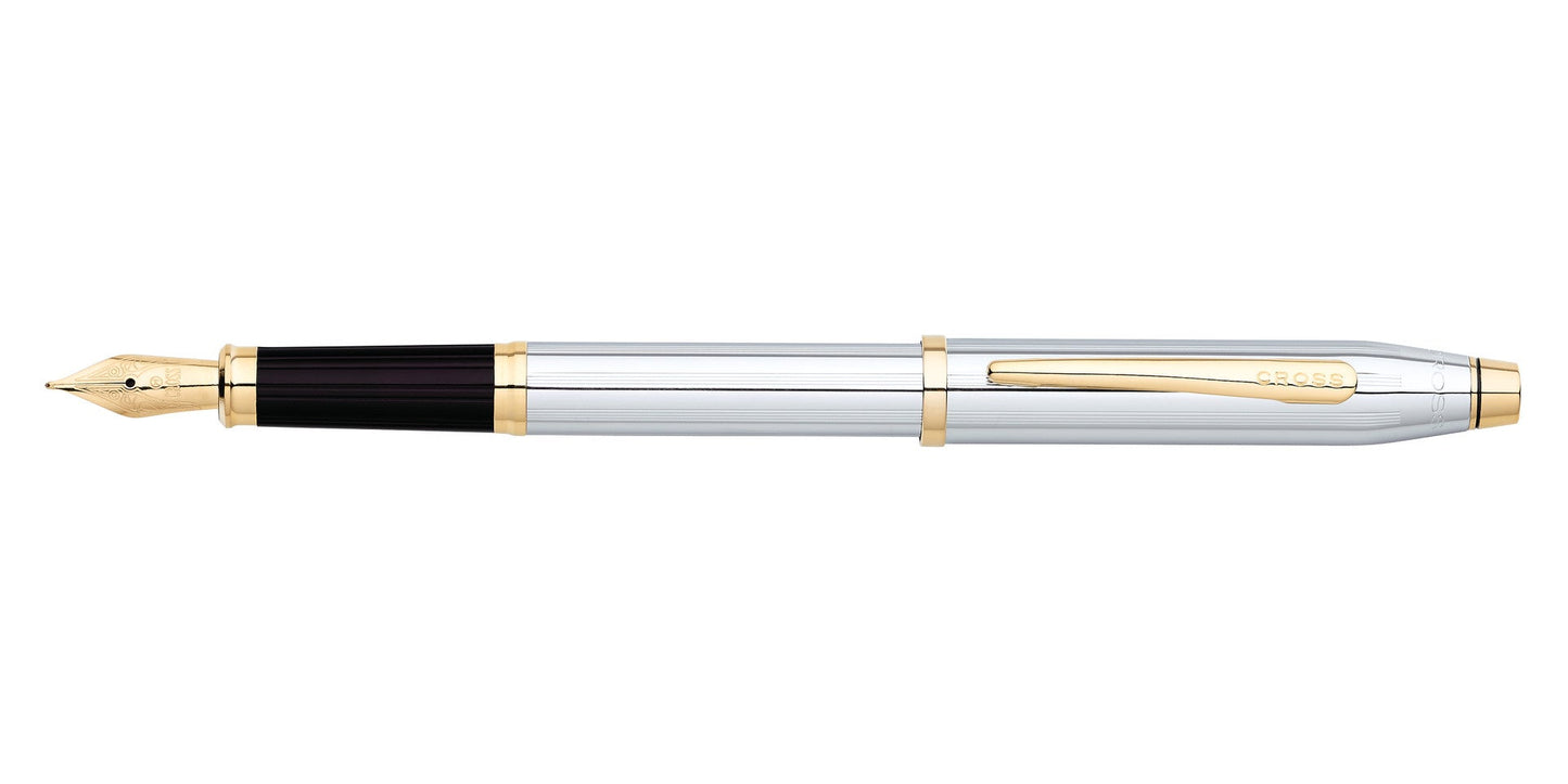 A.T. Cross Century II Medalist goldplated medium nib fountain pen, silver barrel, gold trim on Tampa Home & Garden Store