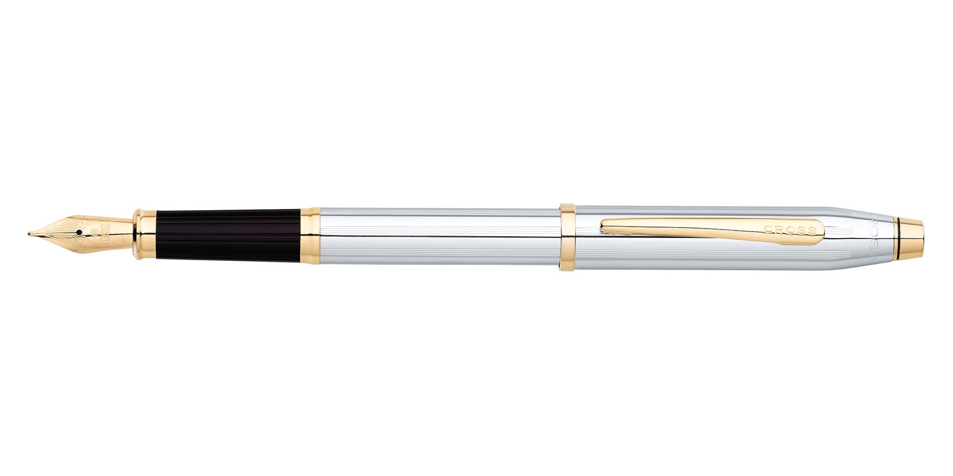 A.T. Cross Century II Medalist goldplated medium nib fountain pen, silver barrel, gold trim on Tampa Home & Garden Store