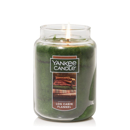 Vela en tarro original de Yankee Candle - Franela de cabaña de troncos - Grande