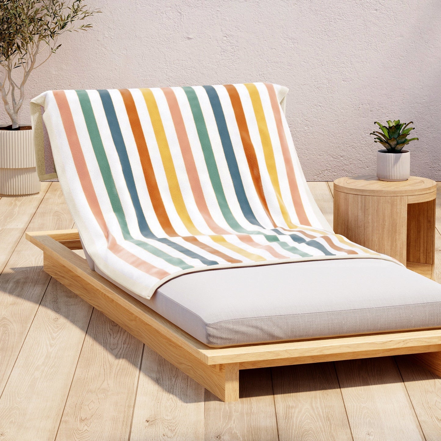 Cabana Cotton Beach Towel and Striped Border