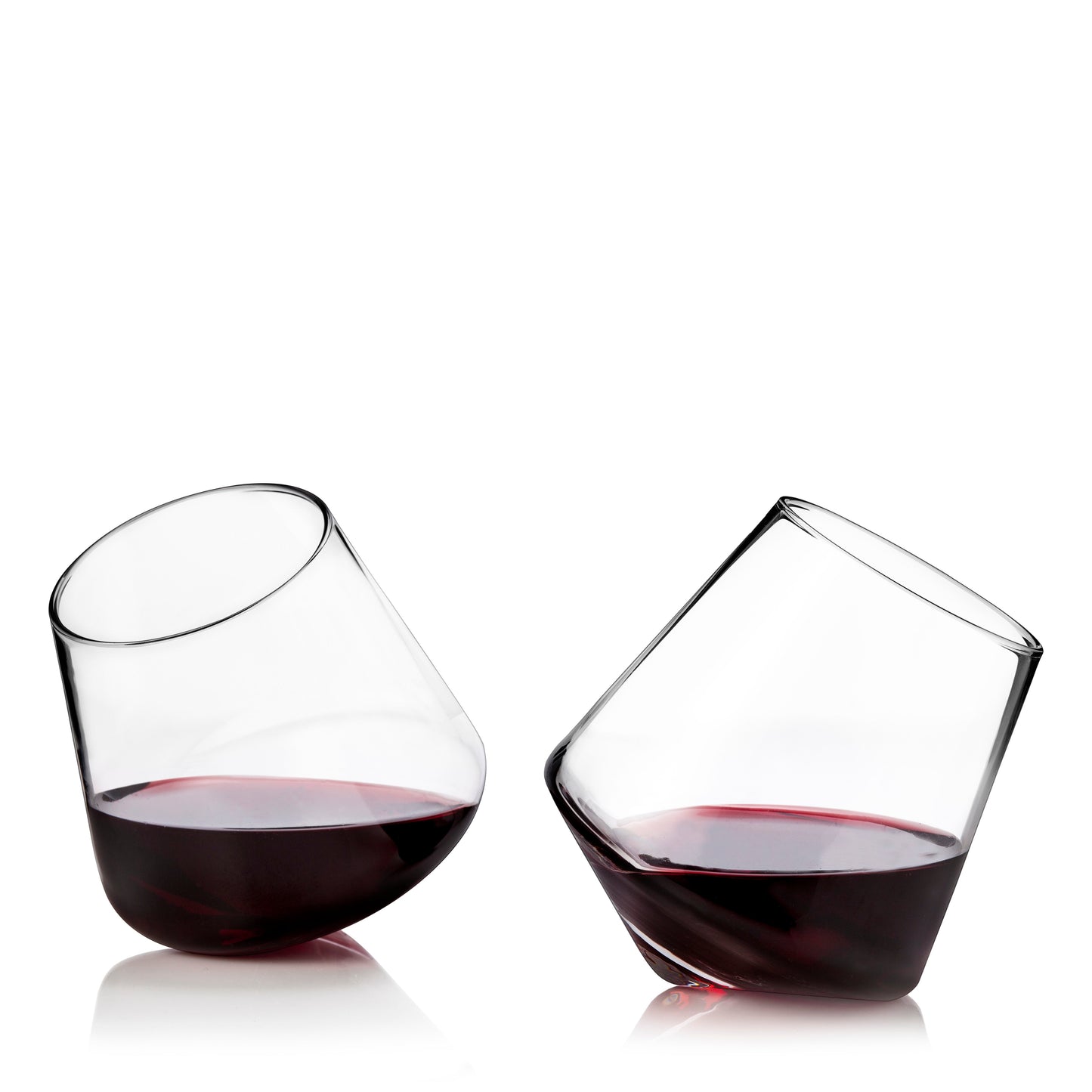 Premium Set of Two Rolling Crystal Wine Glasses