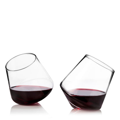 Premium Set of Two Rolling Crystal Wine Glasses
