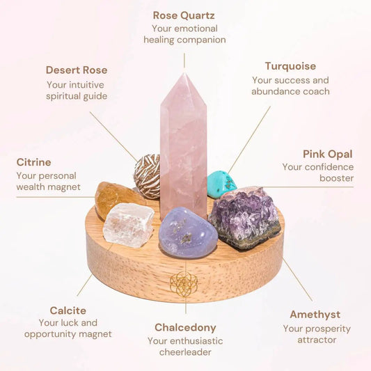 Wealth Goddess rose quartz lamp night light with amethyst, citrine and turquoise stones on Tampa Home & Garden Store