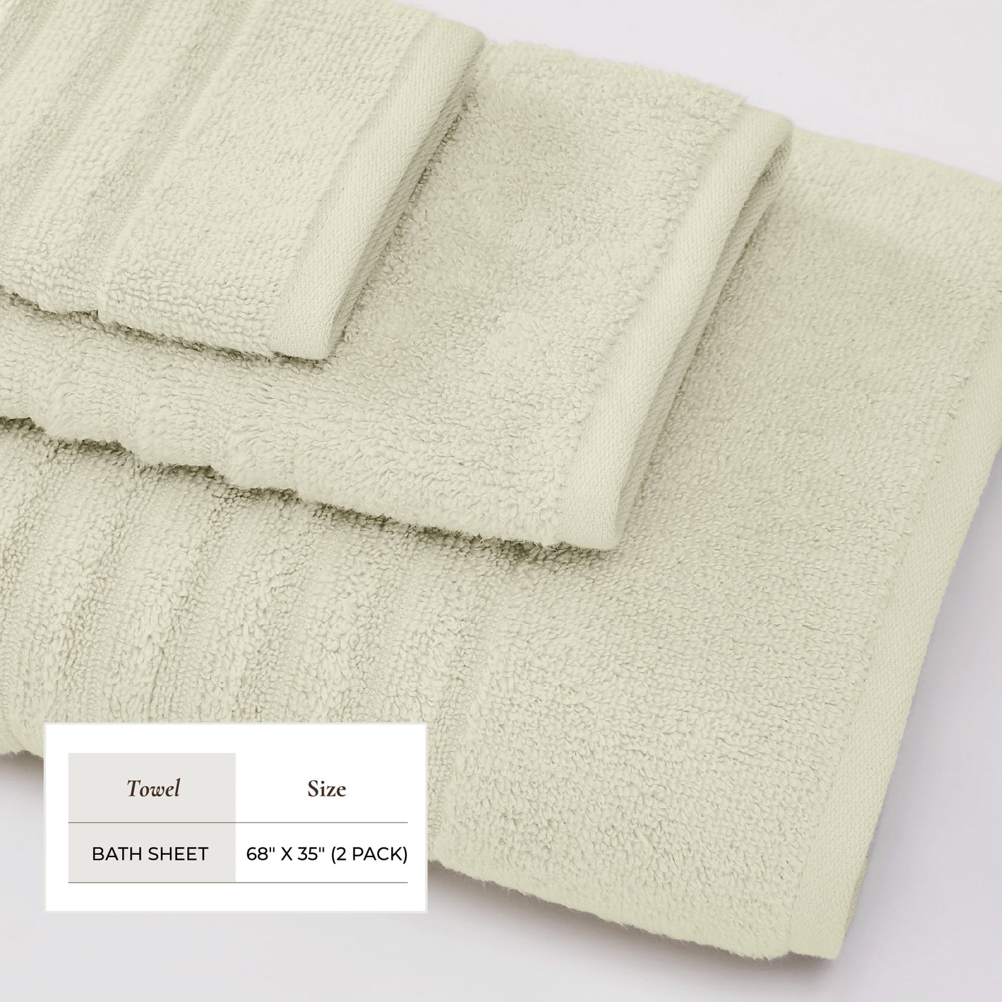 Luxury Combed Cotton and Ribbed Bath Towels