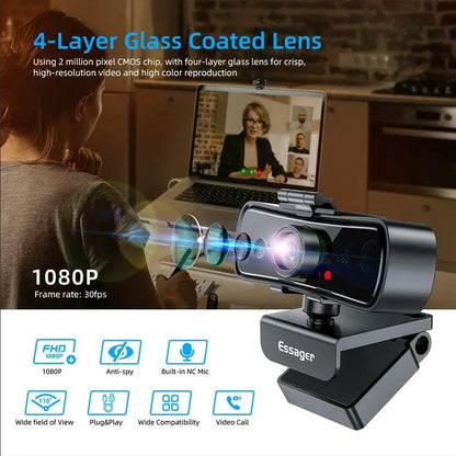 Webcam 2K Full HD USB Web Camera With Microphone
