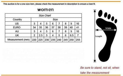 Stevvex women's sandals size chart with US/EU/AU/UK sizes and foot chart for proper fit on Tampa Home & Garden Store
