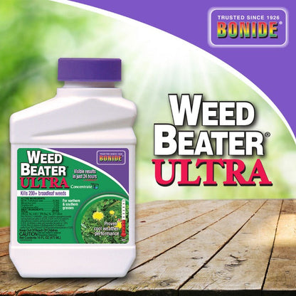 Weed Beater Ultra Concentrate herbicide bottle by Bonide with purple cap and green label on Tampa Home & Garden Store